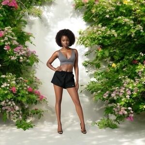 APANA Shorts Women’s Casual Shorts Black High Waist Elastic Shorts